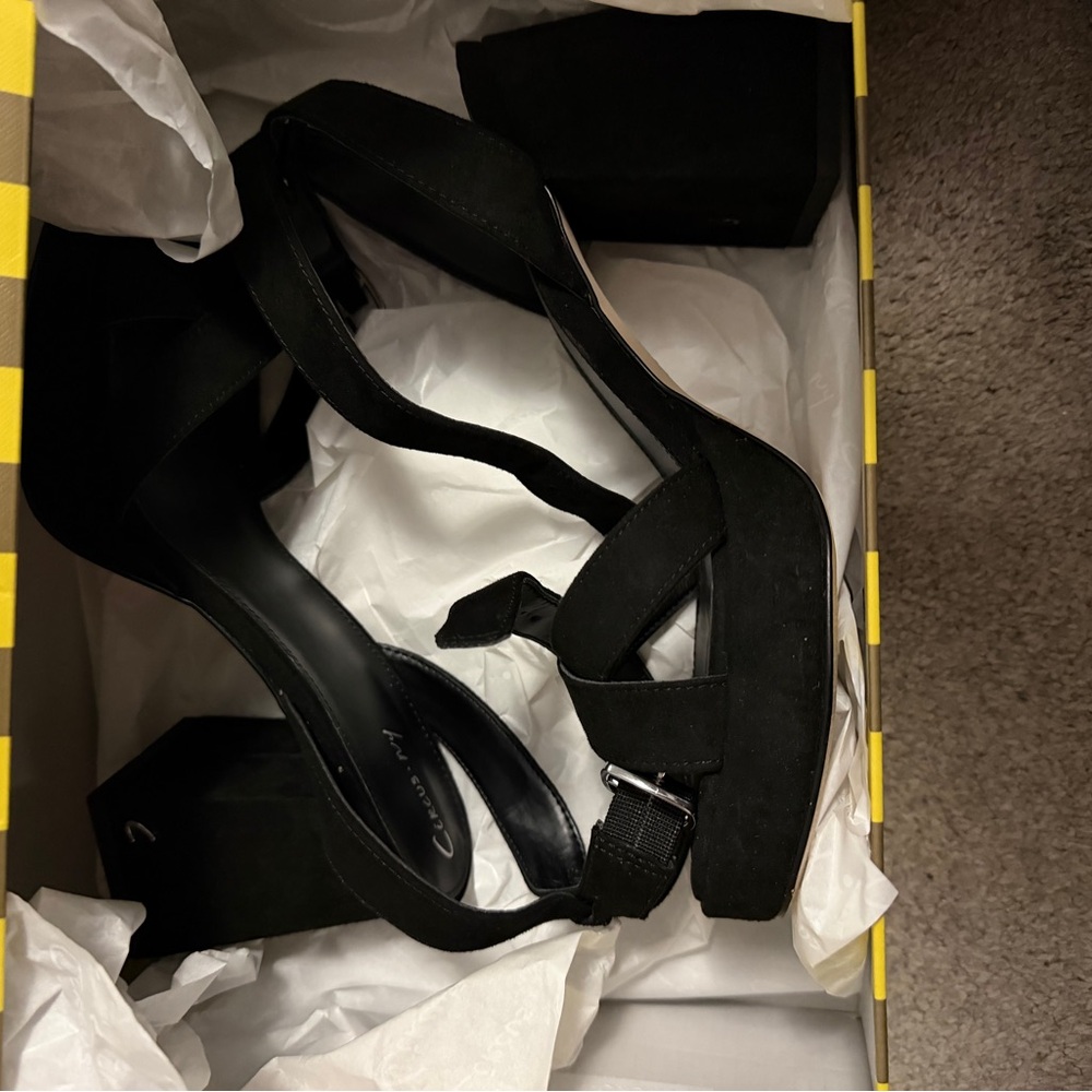 Circus by NY Sam Edelman Black Suede Platform Block-Heel Sandals